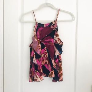 Floral tank top with split back